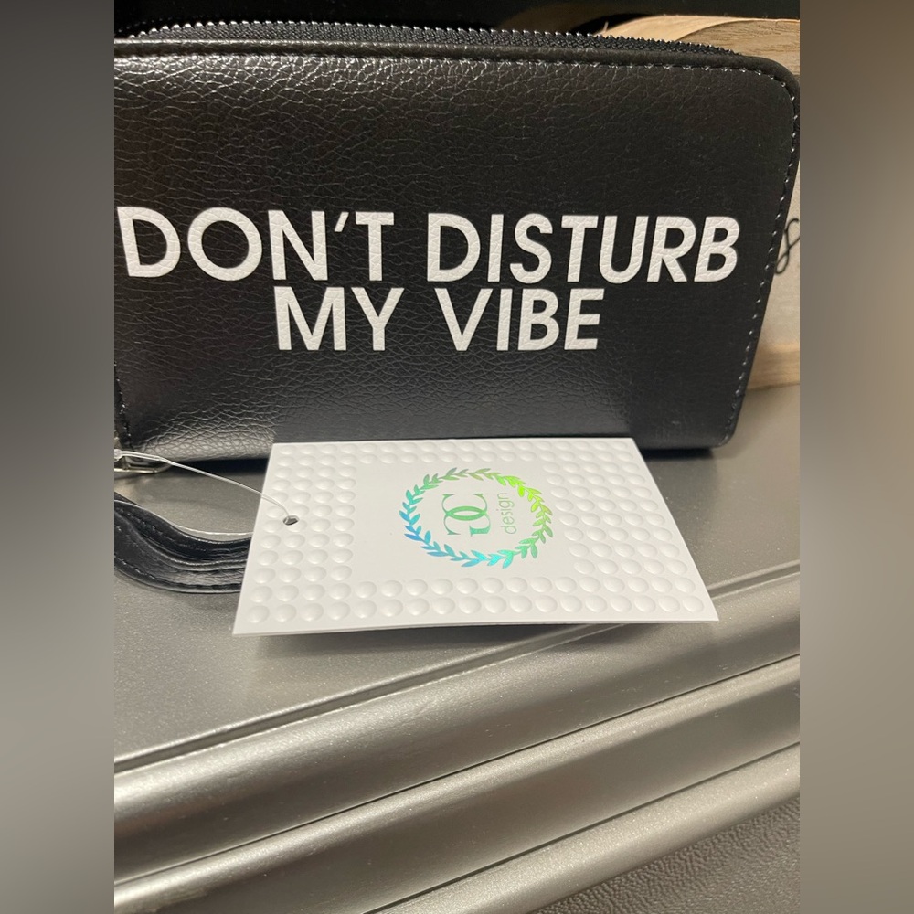 Black Wallet with White Text - Picture 3 of 4